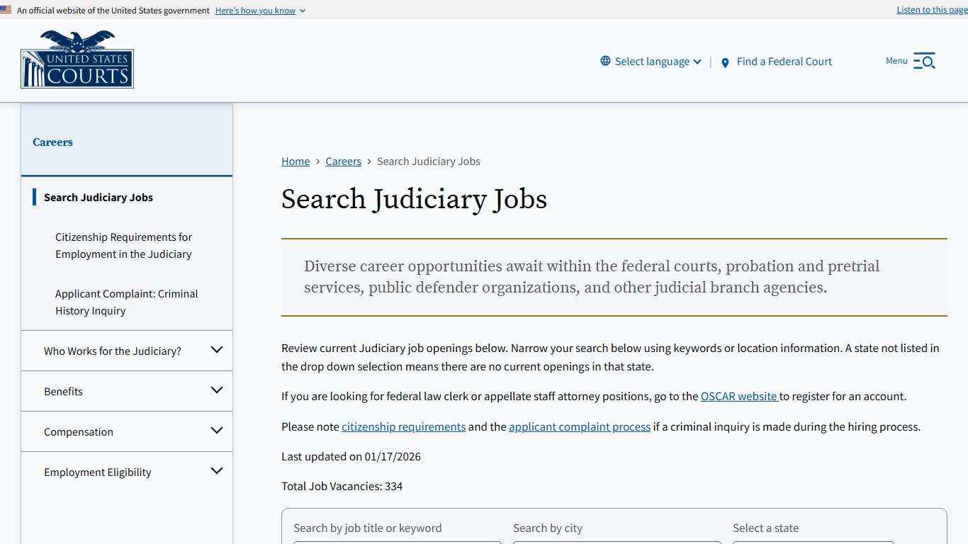 Search Judiciary Jobs
